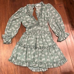 Sage color  mini dress , open back